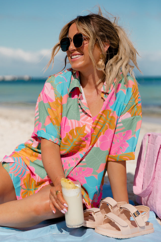 Kabana Krew Bold Tropical Print Button Up Shirt for Men - Hawaiian Aloha Shirt with Short Sleeves - Perfect for Beach Vacation, Summer Party & Casual Wear