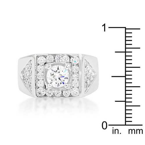 Men's Cubic Zirconia Ring - Elegant & Durable Sterling Silver Wedding Band for Men - Perfect for Engagement, Anniversary & Everyday Wear
