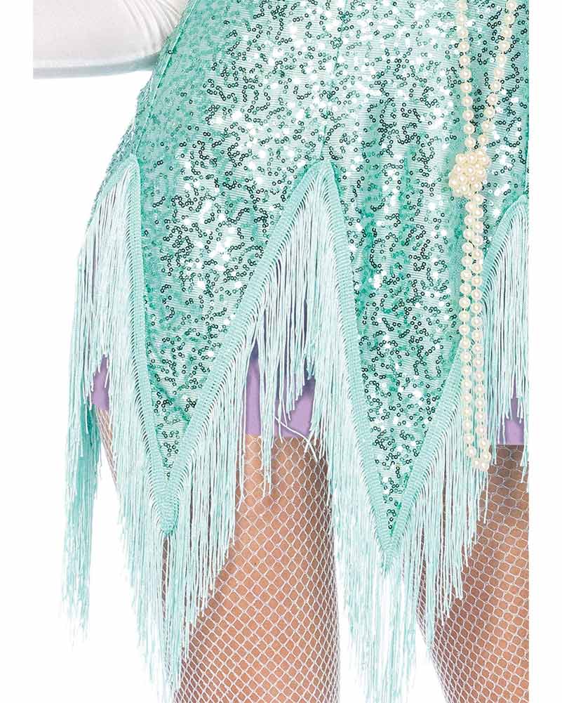 1920s Aqua Foxtrot Flapper Dress - Vintage Flirt Costume for Women - Perfect for Roaring 20s Party, Gatsby Theme Event & Halloween Costume