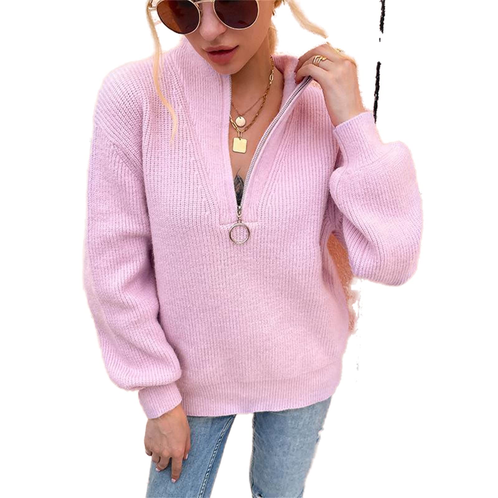 Women's Casual Long Sleeve Zipper Pullover Sweatshirt - Comfortable Fleece Lined Hoodie for Everyday Wear - Perfect for Work, Gym & Outdoor Activities