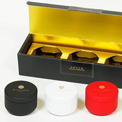 Premium Kyoto Rishuken RIKYUEN03 Tea Gift Set - Hoji White Sencha, Asamiya Black Tea, Mid-Chugen Tea Bags (Black/White/Red) - Perfect for Japanese Tea Ceremonies, Gifts & Daily Relaxation