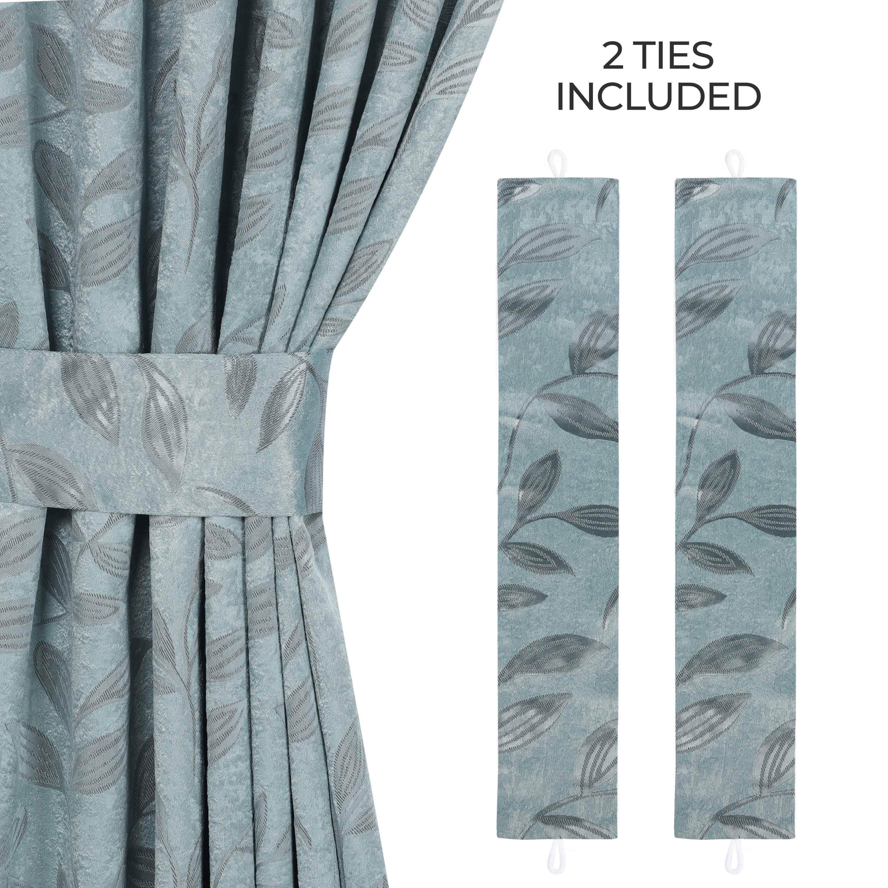Blackout Curtains for Bedroom - Set of 2 Panels, 100% Room Darkening Thermal Insulated Drapes with Leaves Pattern - Perfect for Nursery, Home Theater & Light Sleepers