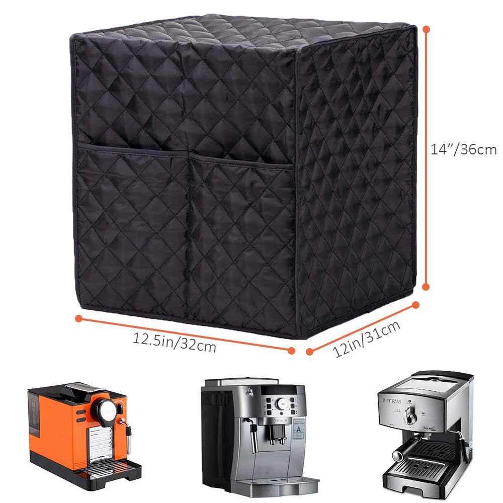 COOSOO Coffee Maker Cover - Stain Resistant, Washable with Pocket for Kitchen Appliances - Perfect for Dust Protection & Storage