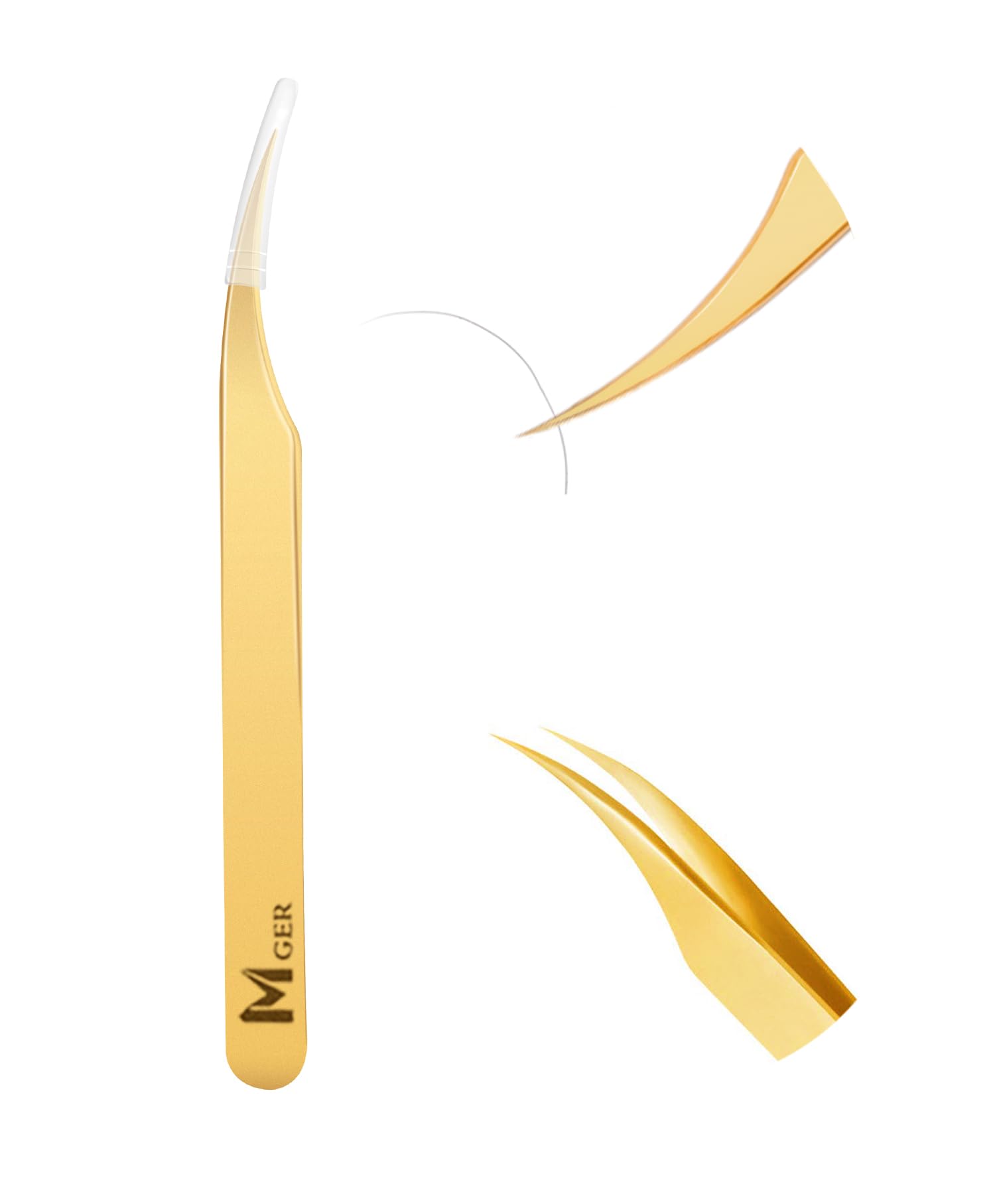 Professional Eyelash Extension Tweezers - Hand Calibrated Dolphin-Shaped Tip for Precise False Lash Application (Gold) | Perfect for Salon, Home Use & DIY Lash Artists