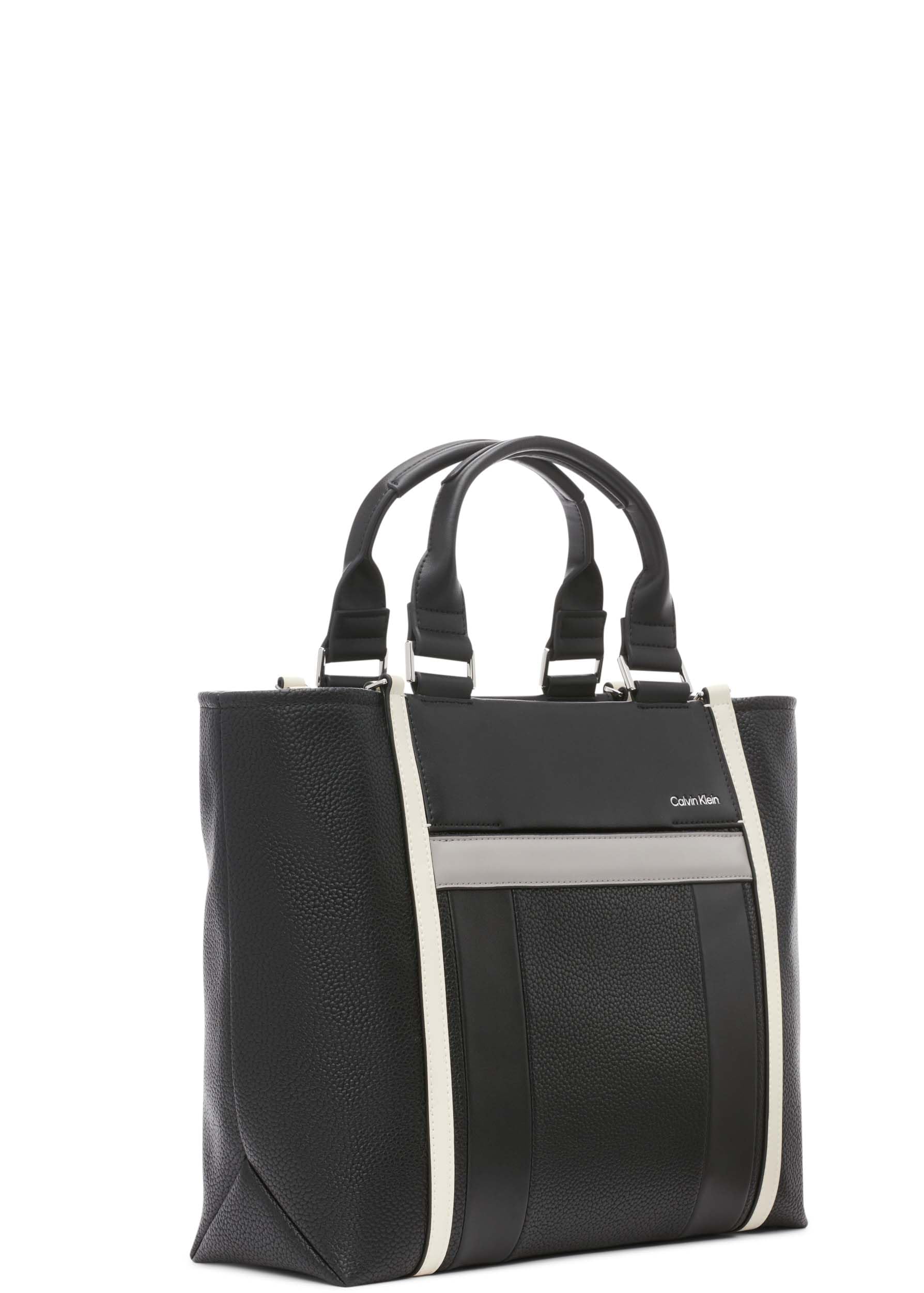 Calvin Klein Women's Sol Box Tote Bag – 2-in-1 Convertible Vegan Leather Purse with 5 Pockets | Perfect for Work, Travel & Everyday Use