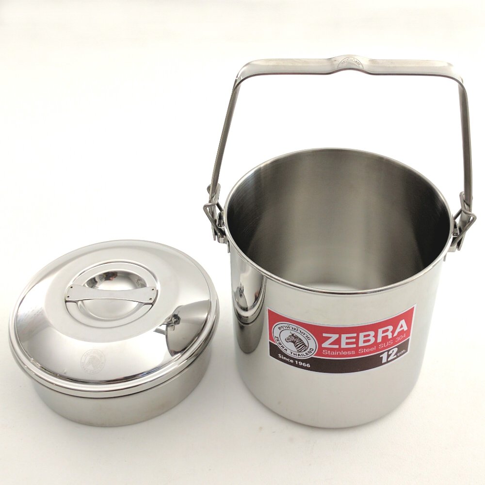 Stainless Steel Firebox Locking Bail Handle Camping Pot - Zebra Loop Handle Bushcraft Cookware Kit with SS Handle Clips (Pre-Installed) for Outdoor Cooking, Camping & Survival Gear
