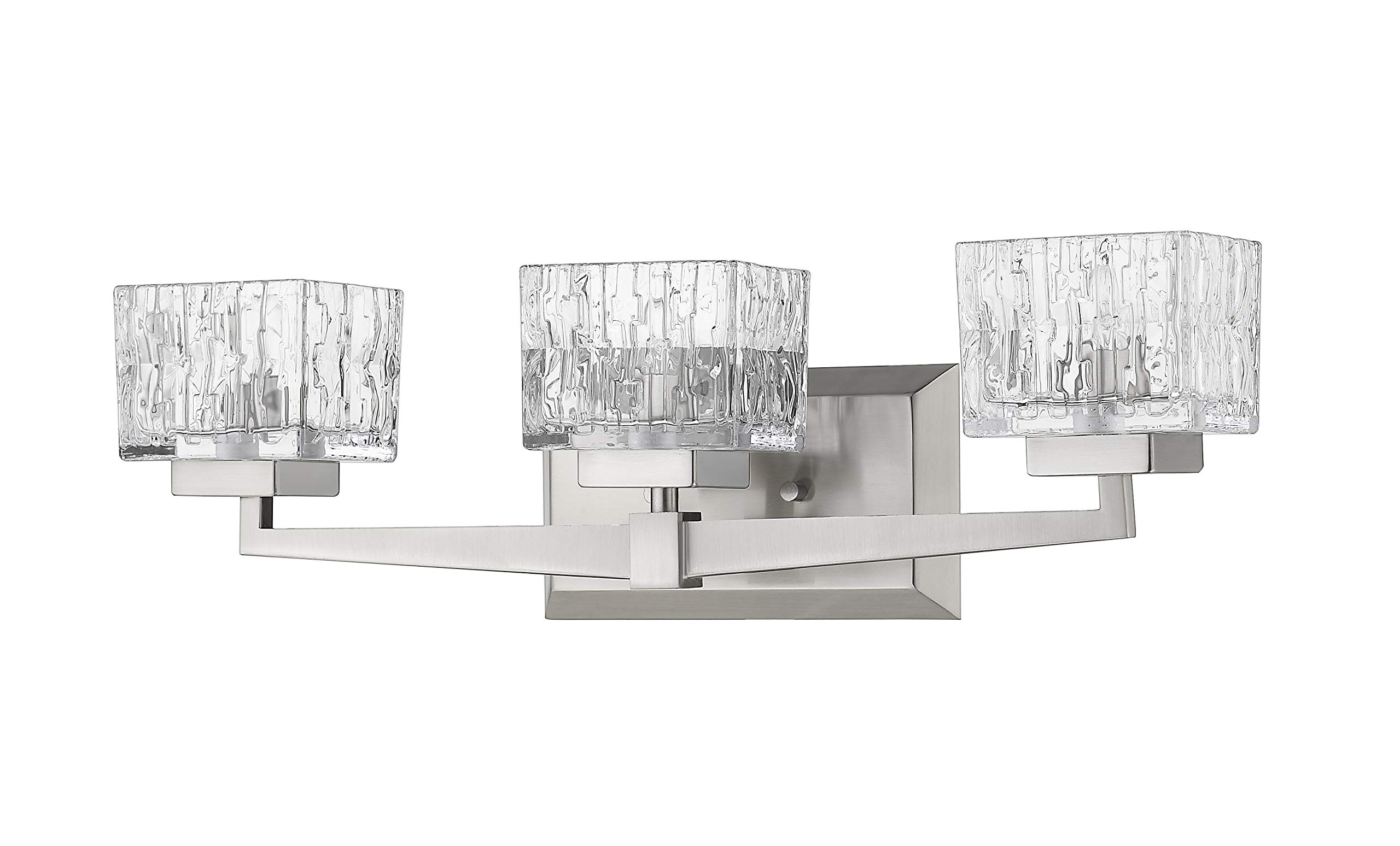 Rubicon 3-Light Bathroom Vanity Light Fixture in Brushed Nickel Finish - Perfect for Modern Bathroom, Powder Room & Dressing Area Lighting
