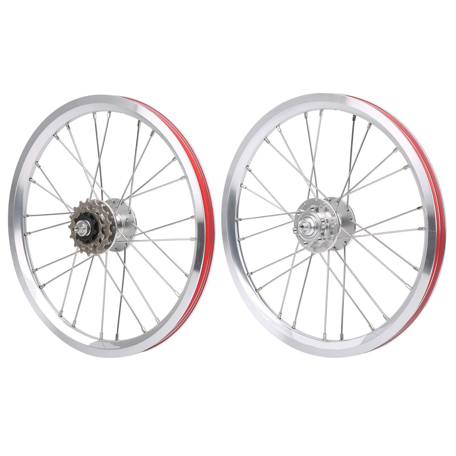 **16In 305 6 Nail Disc Brake Aluminum Alloy Road Bike Wheelset - 3 Speed Bearing Professional Racing Bicycle Wheels - Stable Folding Bike Wheels Compatible with V Brake (Silver) - Perfect for Commuting, Racing & Urban Cycling**