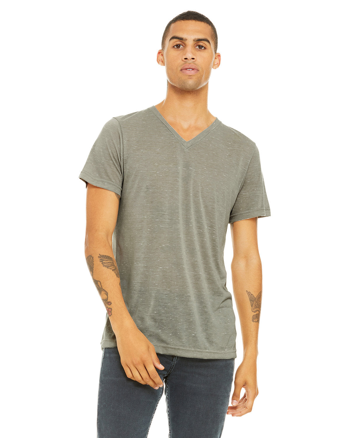 Bella + Canvas 3655C Unisex Textured Jersey V-Neck T-Shirt - Soft Comfortable Casual Tee for Men & Women - Perfect for Everyday Wear, Gym, and Layering