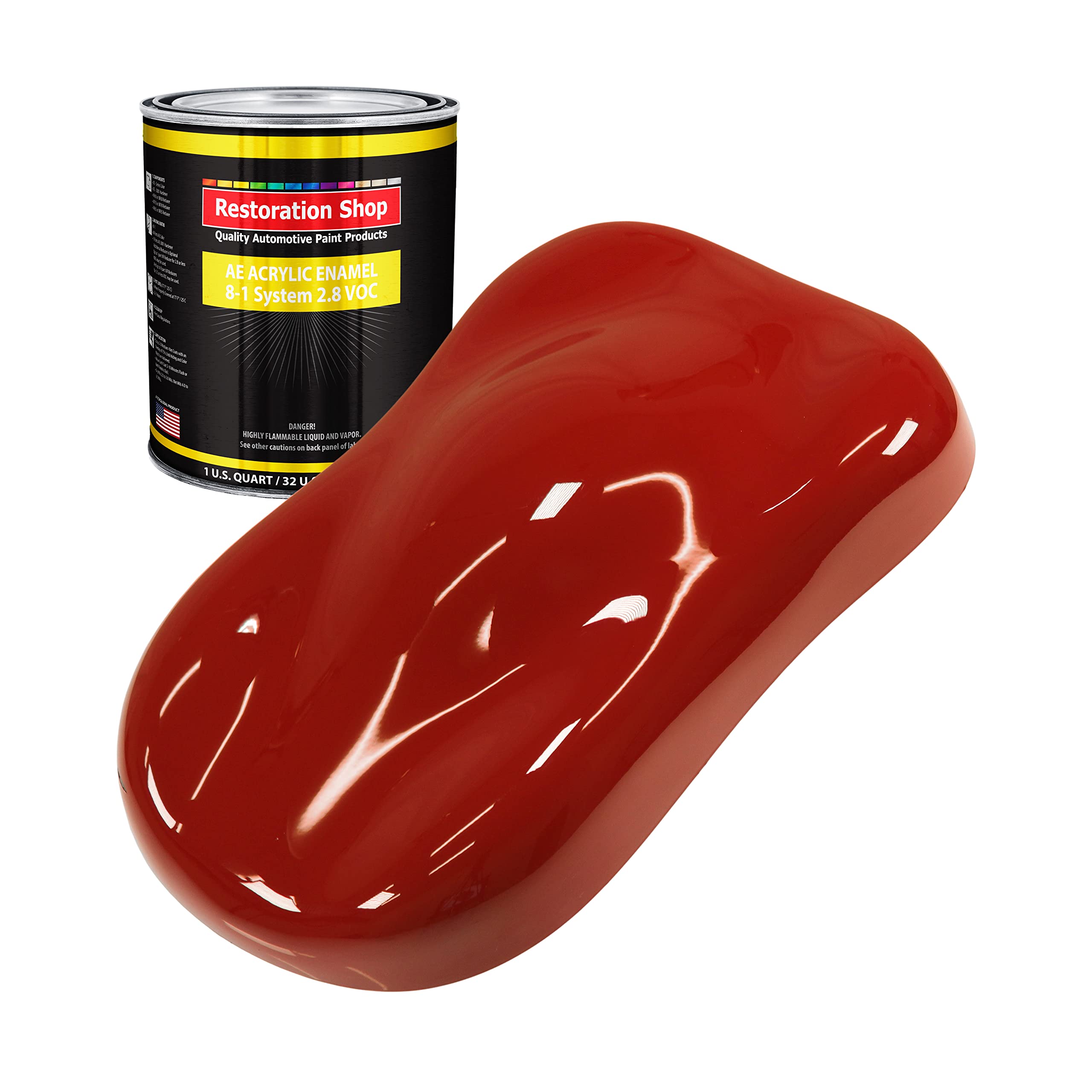 Restoration Shop - Candy Apple Red Acrylic Enamel Auto Paint - 1 Quart Single Stage High Gloss Automotive Coating - Low 2.8 VOC for Cars, Trucks & Equipment - Perfect for Classic Car Restoration & Custom Paint Jobs