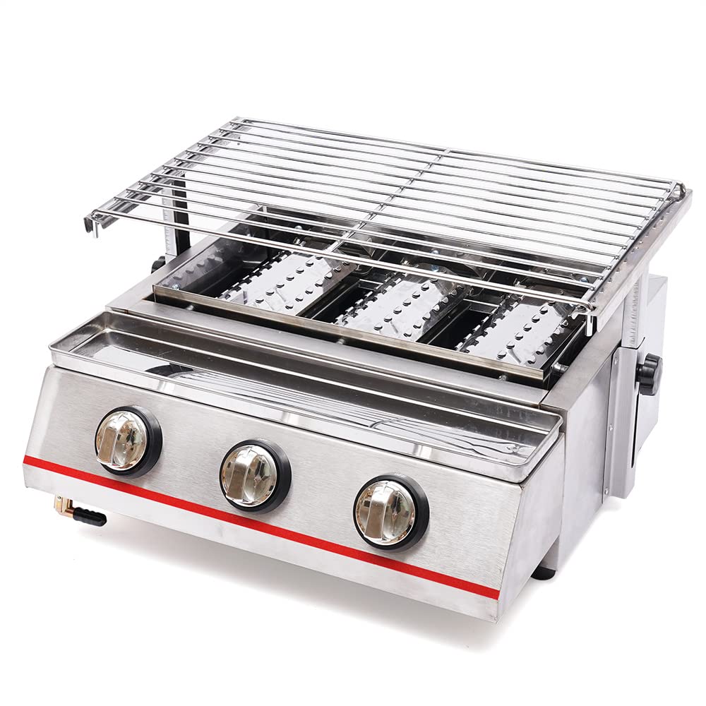 3-Burner Portable Tabletop Propane Gas Grill - 18