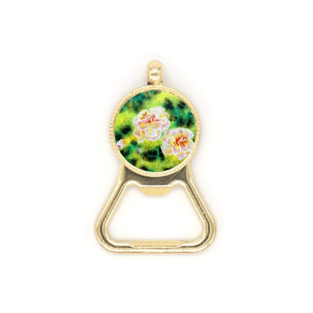 Stainless Steel Beer Bottle Cap Opener Keychain - Flower Painting Design for Home & Gifts