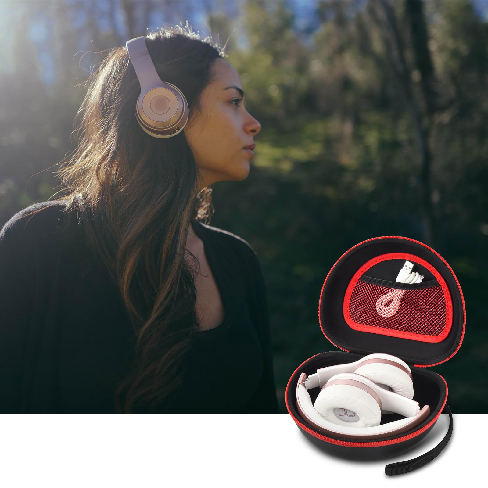 Universal Headphone Case for Beats Solo 4, TOZO HT2, Glynzak, Beats Studio Pro, Solo3 & Studio3 - Foldable Protective Cover for Bluetooth Wireless Headphones (Extra Large, Black) - Perfect for Travel, Gym & Daily Storage