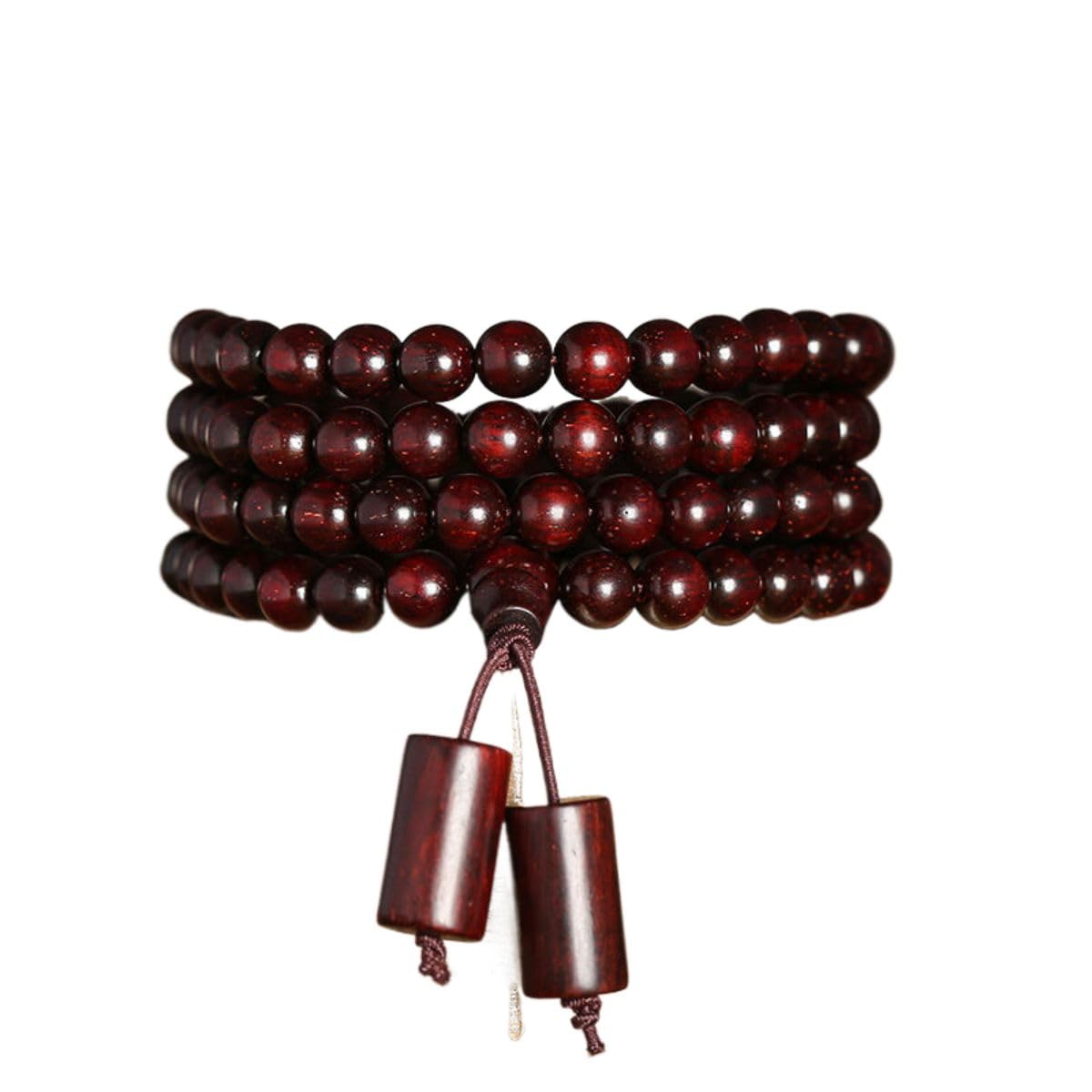 Authentic Indian Sandalwood Mala Beads Bracelet - 108 Natural Wood Prayer Beads for Men & Women - Spiritual Meditation Yoga Accessories - Fashion Jewelry Gift for Mother's Day, Birthday, Anniversary (Great for Daily Meditation, Stress Relief & Mindful Living)