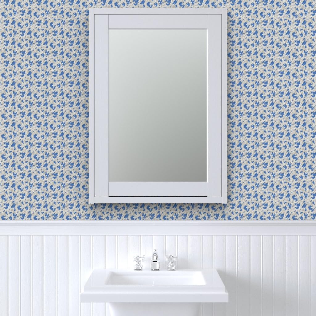 Peel & Stick Wallpaper 12ft x 2ft - Self-Adhesive Removable Wallpaper with Rococo Damask Historical Scrolls Design, Ornate Royalty Pattern by Spoonflower | Perfect for Bedroom, Living Room, Nursery & Home Office Decor