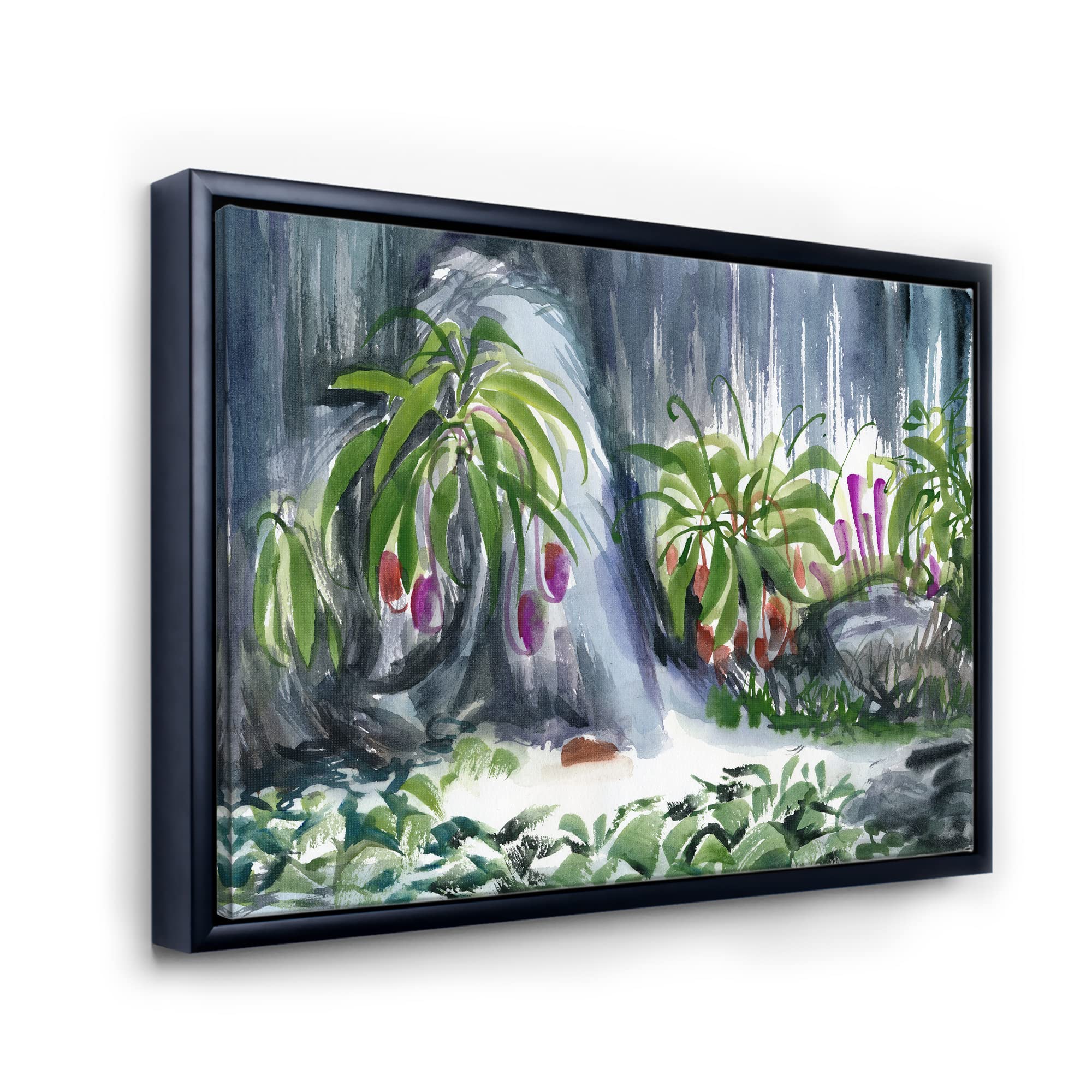 Tropical Plants Oasis - Farmhouse Style Framed Canvas Wall Art Print | Nature-Inspired Home Decor for Living Room, Bedroom & Office