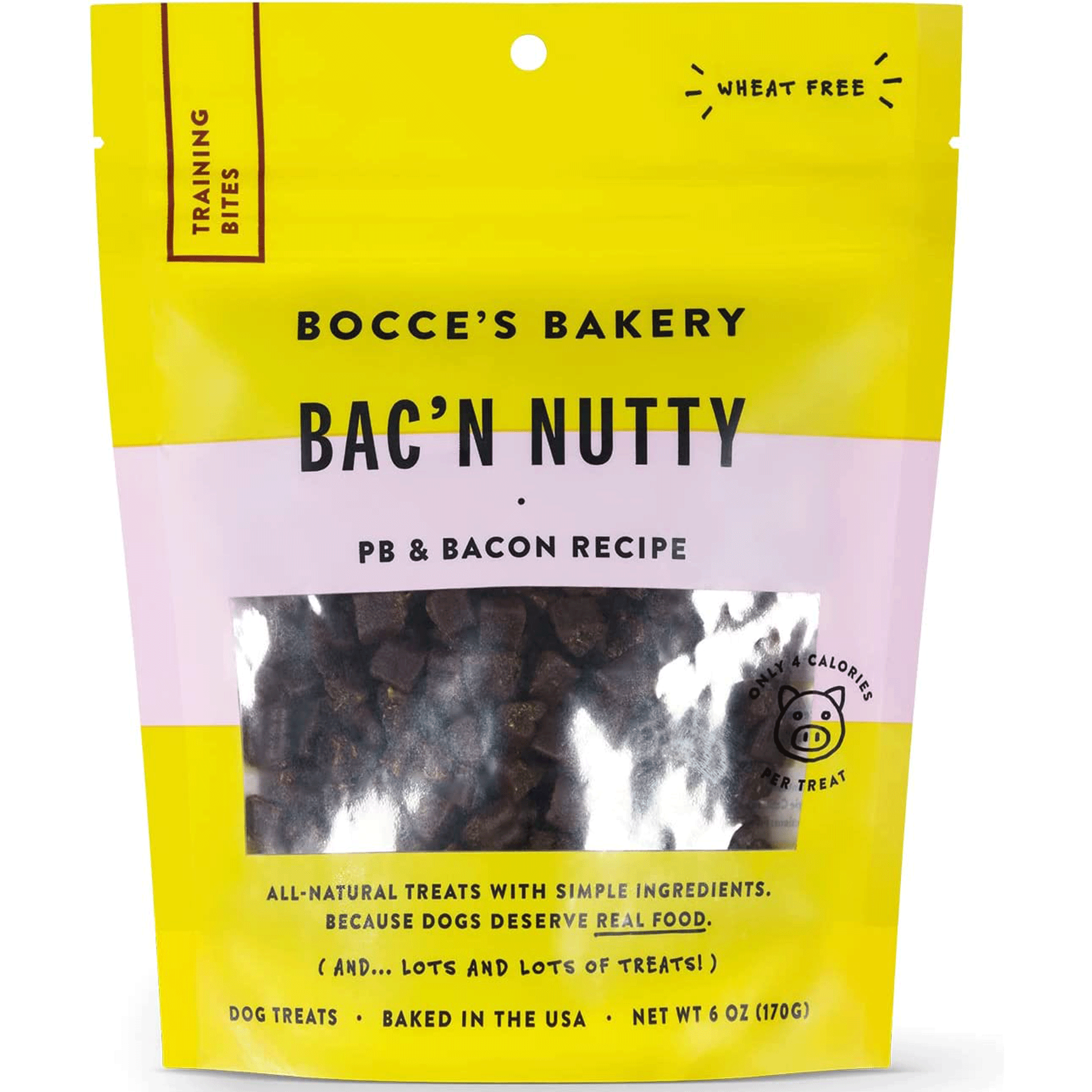 Bocce's Bakery Bac'N Nutty Training Bites - Crunchy Bacon Flavored Dog Treats for Small & Large Dogs - Perfect for Obedience Training & Reward Snacks