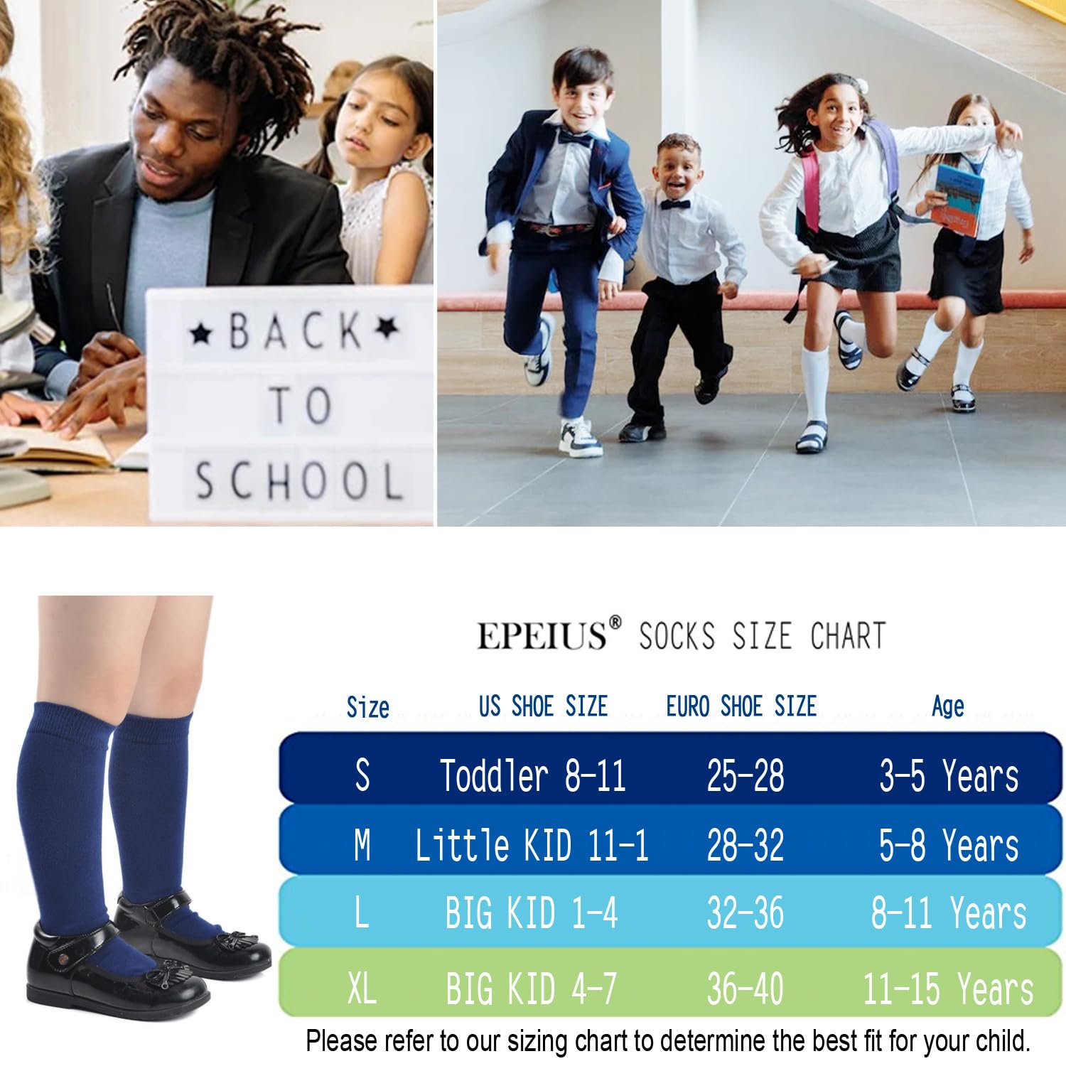 EPEIUS Girls & Boys Knee High Socks - 3/5 Pack Seamless Cotton School Uniform Socks for Kids - Over The Calf Socks for School, Sports & Daily Wear