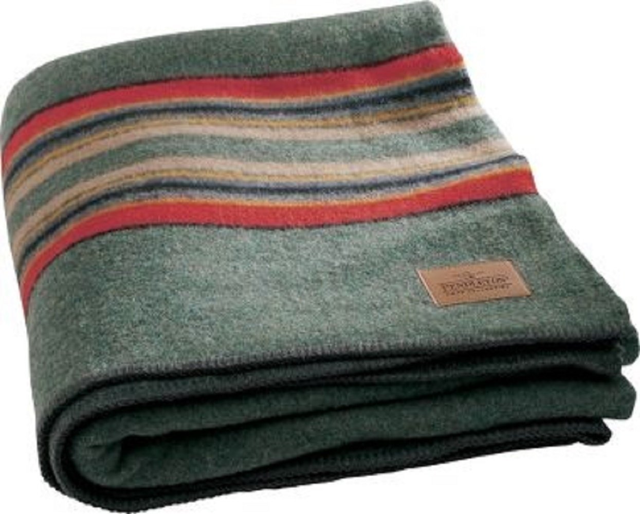 PENDLETON Twin Size Camp Blanket with Carry Bag - Green Heather Plaid for Outdoor Camping, Picnics, and Cozy Home Use