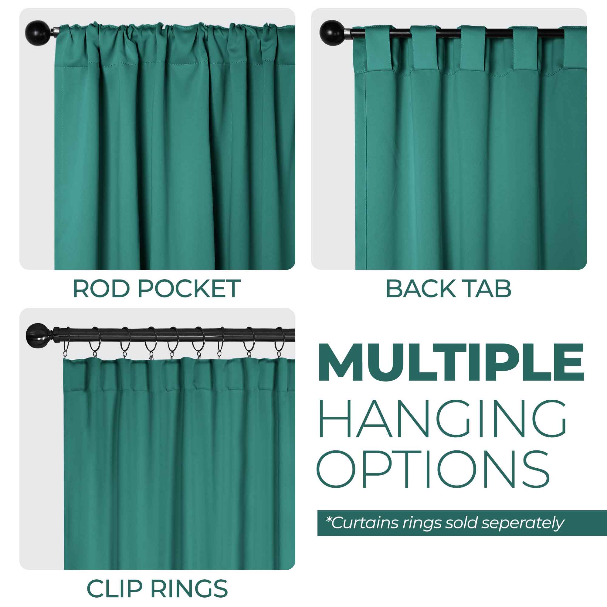 Premium Blackout Curtains for Bedroom - Solid Room Darkening Window Drapes with Back Tabs (Set of 2 Panels) - Perfect for Home Theater, Nursery & Light Sleepers
