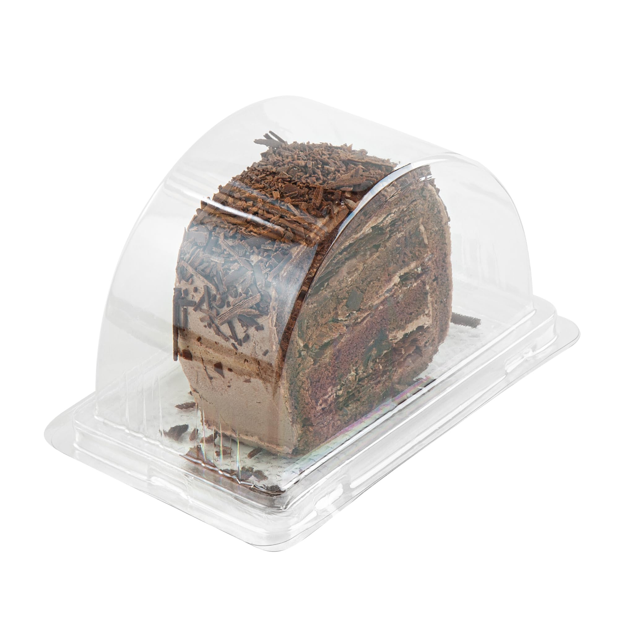 Thermo Tek 13oz Clear Plastic Roll Cake Boxes with Lids - 100 Pack Disposable Semicircle Dessert Containers for Swiss Rolls, Pumpkin Rolls, Cake Slices, Pie & Pastries | Perfect for Bakeries, Cafes, Catering & Home Baking