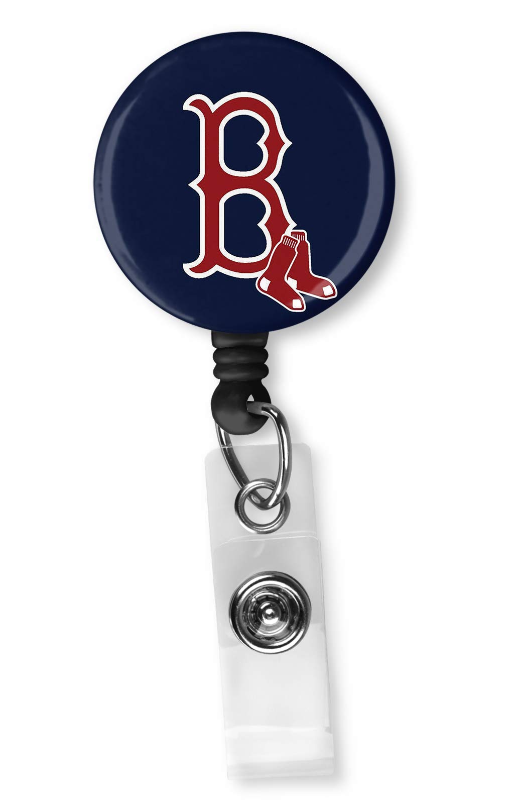 Boston Red Sox Retractable ID Badge Holder with Alligator Clip - Nurse Name Badge Reel - Decorative Lanyard Clip for Work ID, Hospital, Office & School (MLB Team Logo)