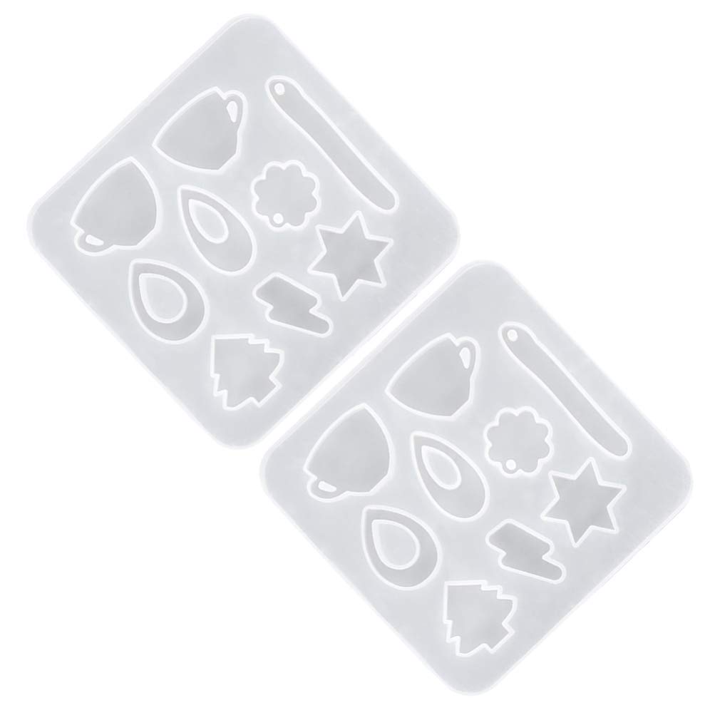 EXCEART 2-Piece Silicone Resin Jewelry Molds Set - 10-Cavity Geometric Epoxy Keychain Molds for DIY Necklace, Pendant & Earring Making - Perfect for Crafters, Jewelry Designers & Resin Art Projects