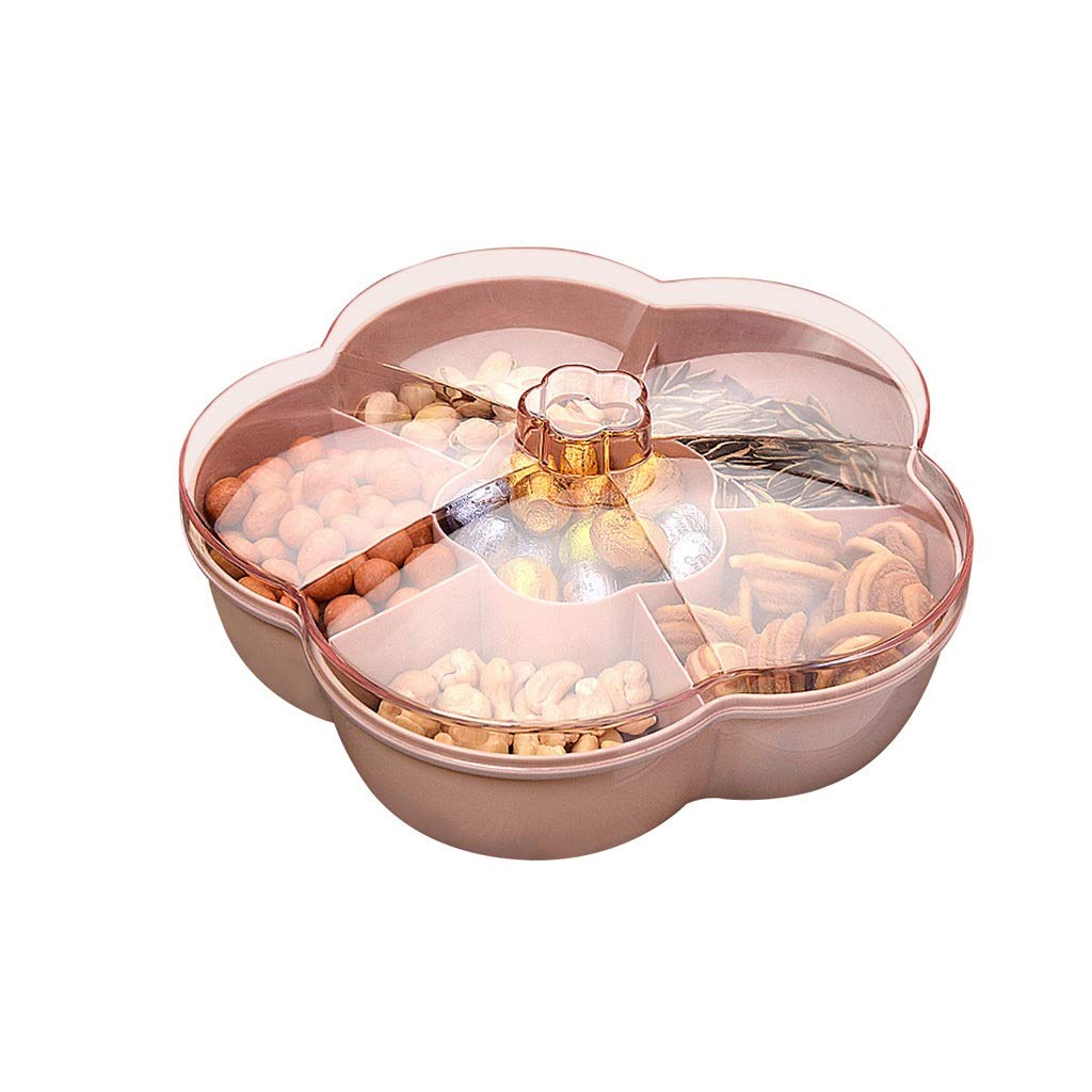 SHUUY Durable Flower-Shaped Snack Serving Tray with Lid - Perfect for Nuts, Candy & Dried Fruits - Ideal for Parties, Home Decor & Kitchen Organization