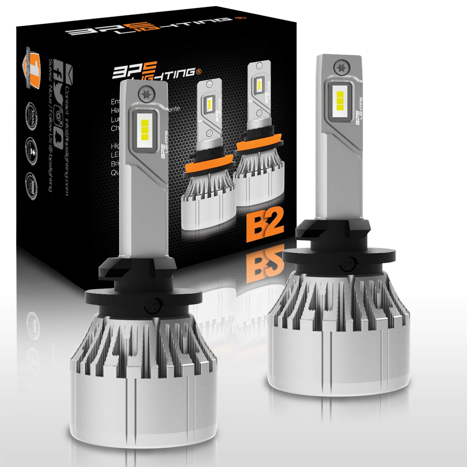 BPS LED Headlight Bulbs 880 Series - 12000 Lumens, 6500K Cool White for Cars & Trucks