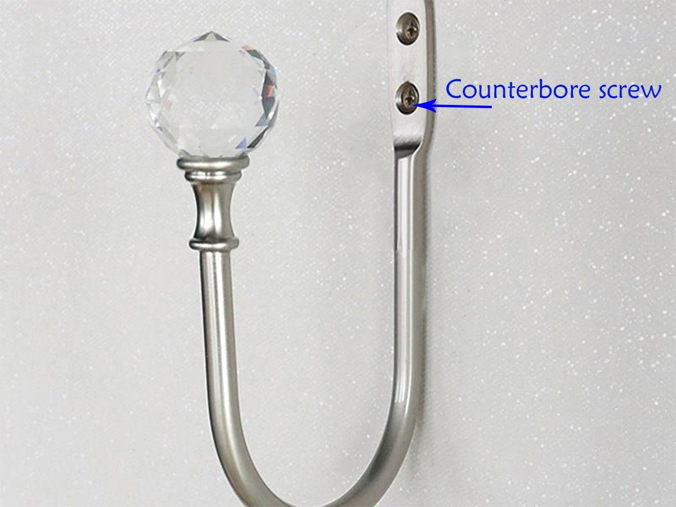 2 Pack BlueXP Metal Curtain Holdback Hooks with Crystal Ball - U-Shaped Wall Mounted Decorative Drapery Tie Back Hooks for Windows, Shower Curtains, Voile & Towels - Silver Finish (Perfect for Living Room, Bedroom & Bathroom Decor)