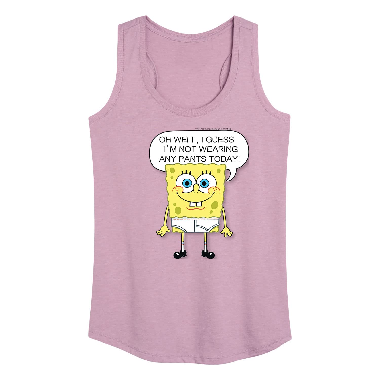 HYBRID APPAREL Spongebob Squarepants No Pants Women's Racerback Tank Top - Funny Cartoon Graphic Tee for Women - Perfect for Beach, Gym & Casual Wear
