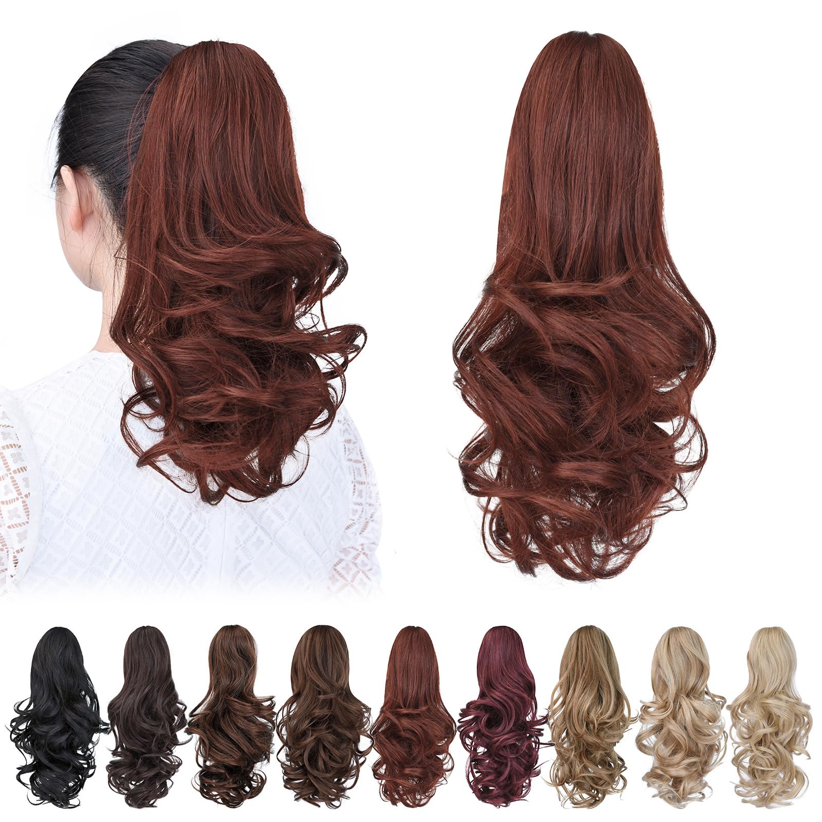 Natural Straight Ponytail Hair Extension with Claw Clip - Seamless Blonde Brown Black Hairpiece for Women - Perfect for Parties, Weddings & Everyday Styling