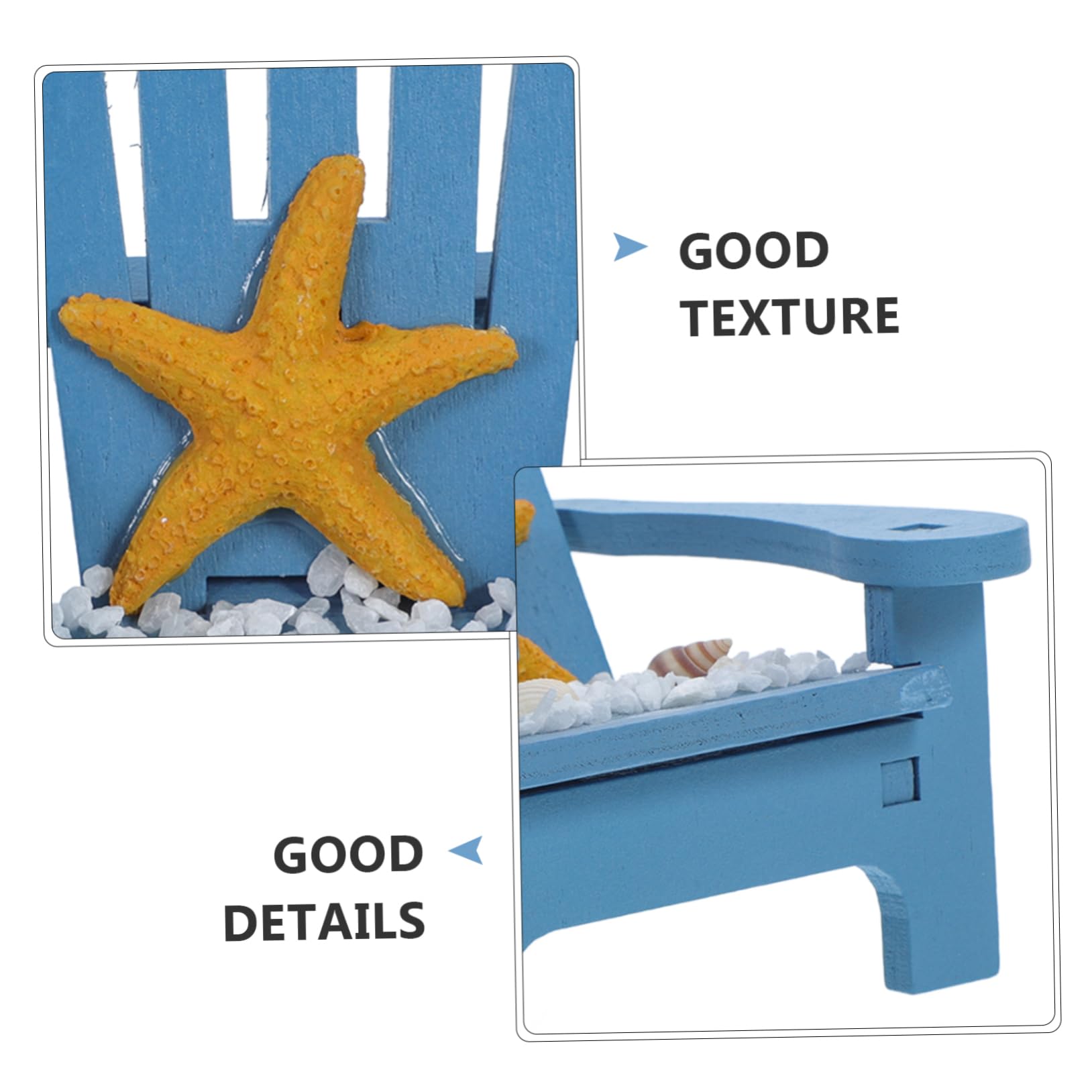 Miniature Wooden Beach Chairs - Nautical Cake Toppers & Fairy Garden Decor - Adirondack Style Deck Chairs for DIY Crafts, Wedding Centerpieces & Coastal Home Decor