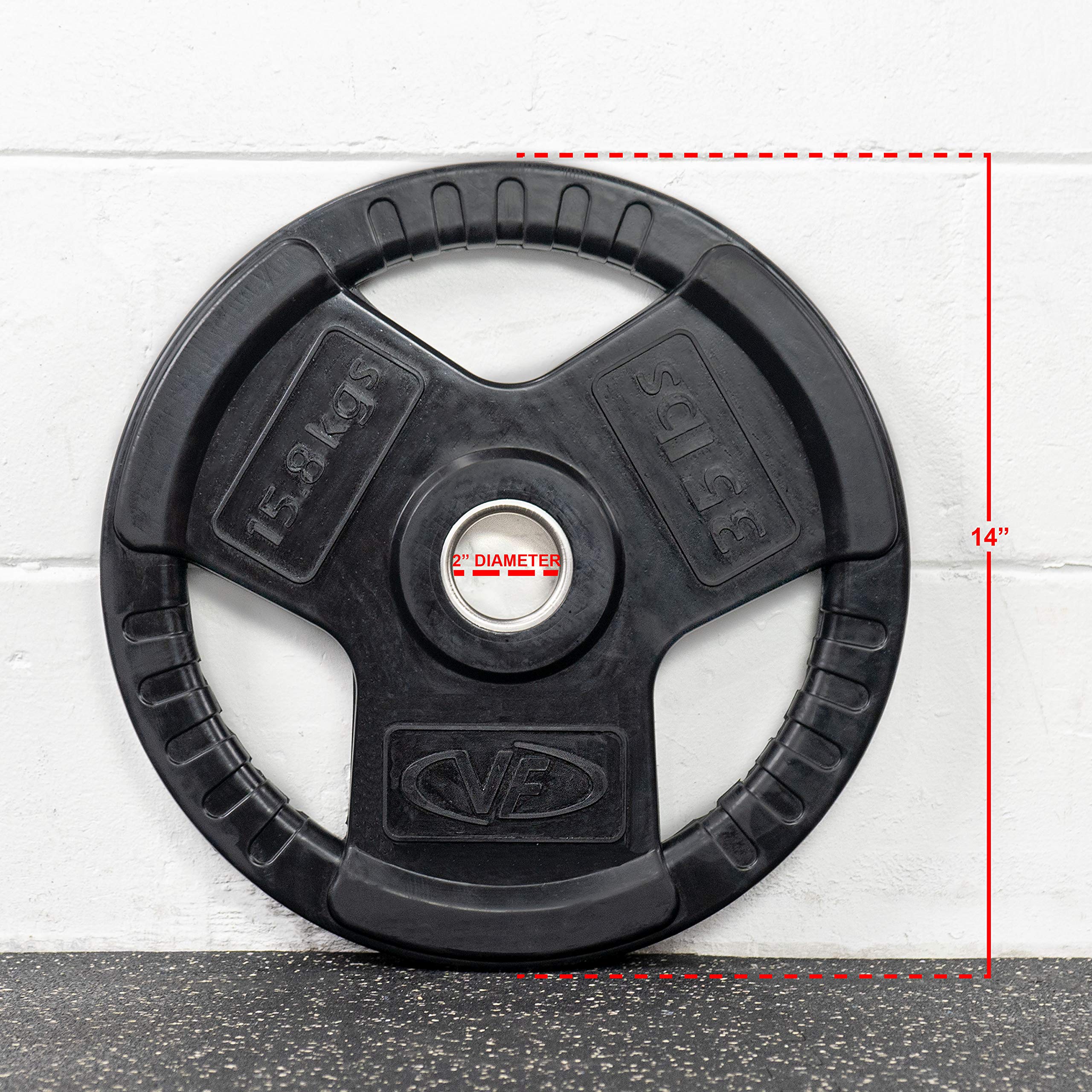 Valor Fitness OP Olympic Weight Plates - Coated Rubber Weights Set with Grips for Strength Training | Home Gym Equipment for Weightlifting & CrossFit Workouts