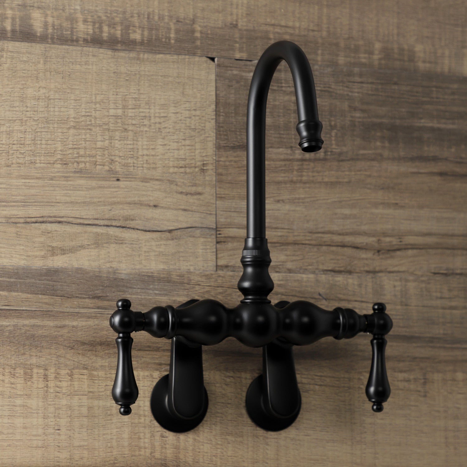 Vintage Matte Black Two-Handle Wall Mount Clawfoot Tub Faucet - AE81T0 Antique Brass Bathroom Fixture for Classic & Farmhouse Style Bathrooms