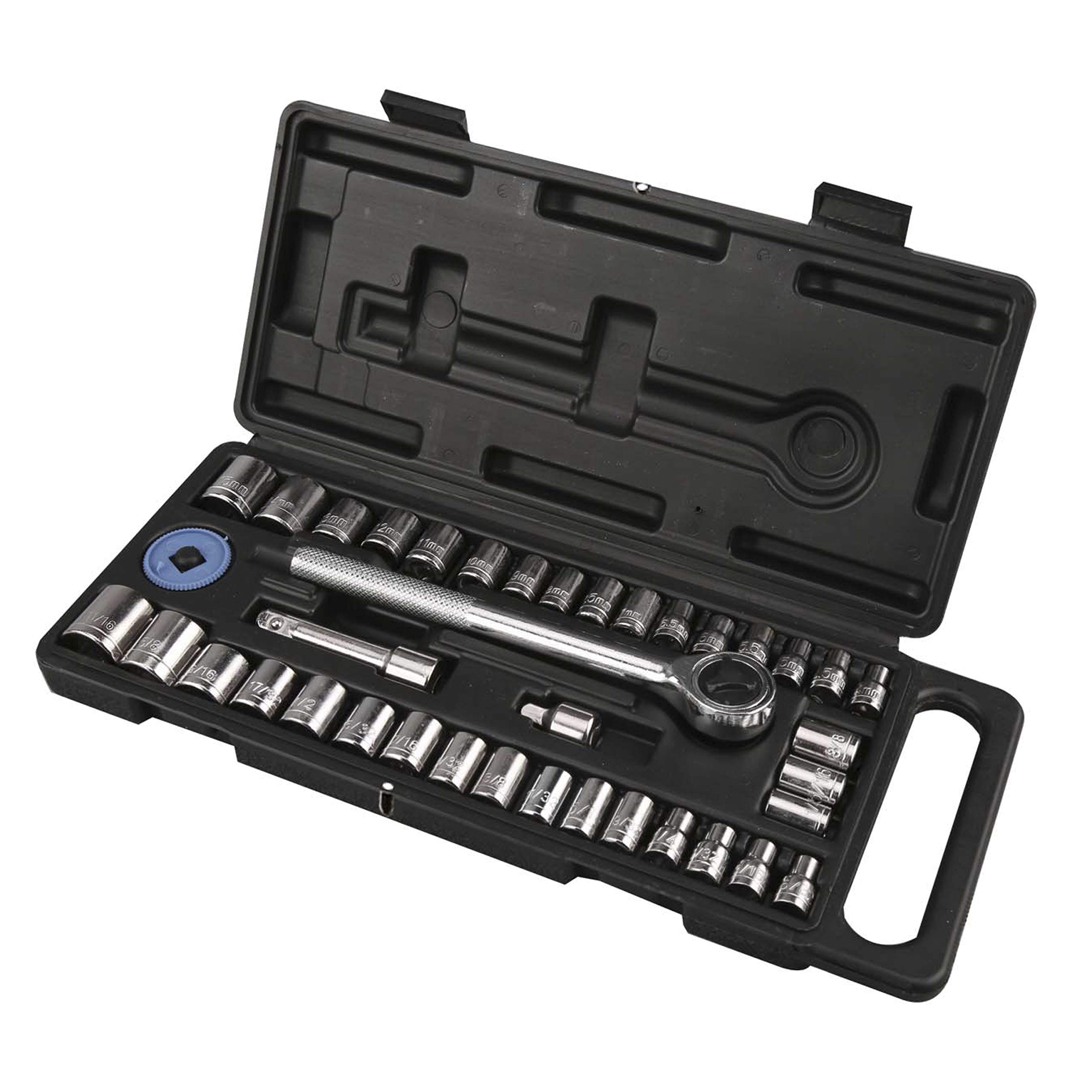 Olympia Tools 40-Piece Ratchet Socket Set (87-143) - Professional Mechanic Tool Kit for Auto Repair, Home Improvement & DIY Projects