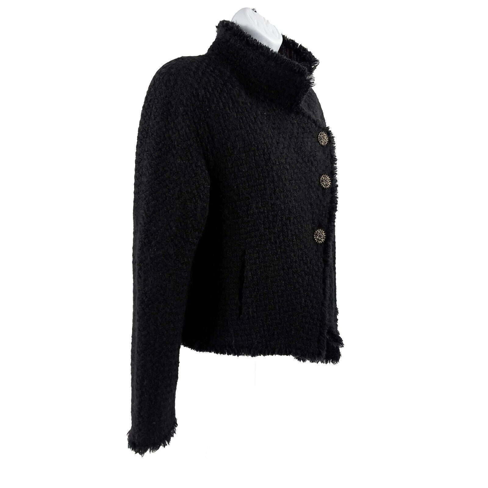 Chanel Paris Edinburgh Black Tweed Plaid Jacket with Gripoix Buttons - Size 36 US 6 | Luxury Women's Outerwear for Fall & Winter Fashion, Office Wear & Special Occasions