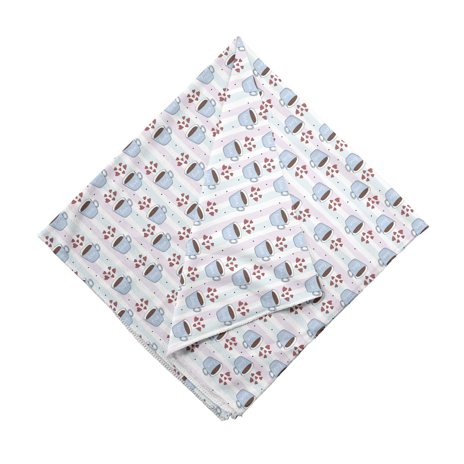 Ambesonne Love Bandana - Unisex Head & Neck Scarf with Coffee Cups, Hearts & Stripes Design - Perfect for Outdoor Activities, Concerts & Fashion Accessories