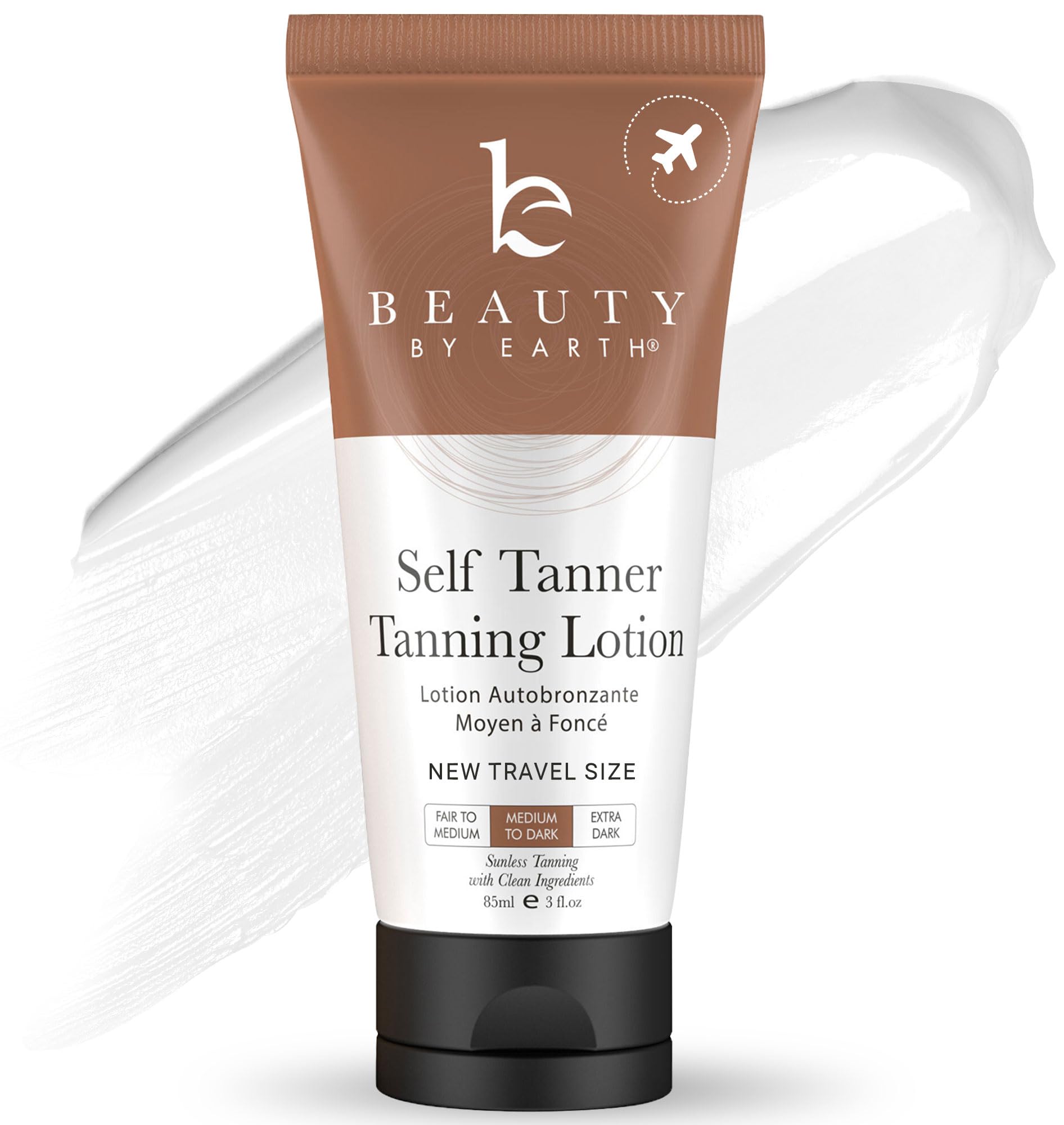 Natural & Organic Self Tanning Lotion - USA Made Gradual Sunless Tanner for Women & Men | Non-Toxic Travel Size Tan Moisturizer | Perfect for Vacation, Gym & Daily Fake Tan Care