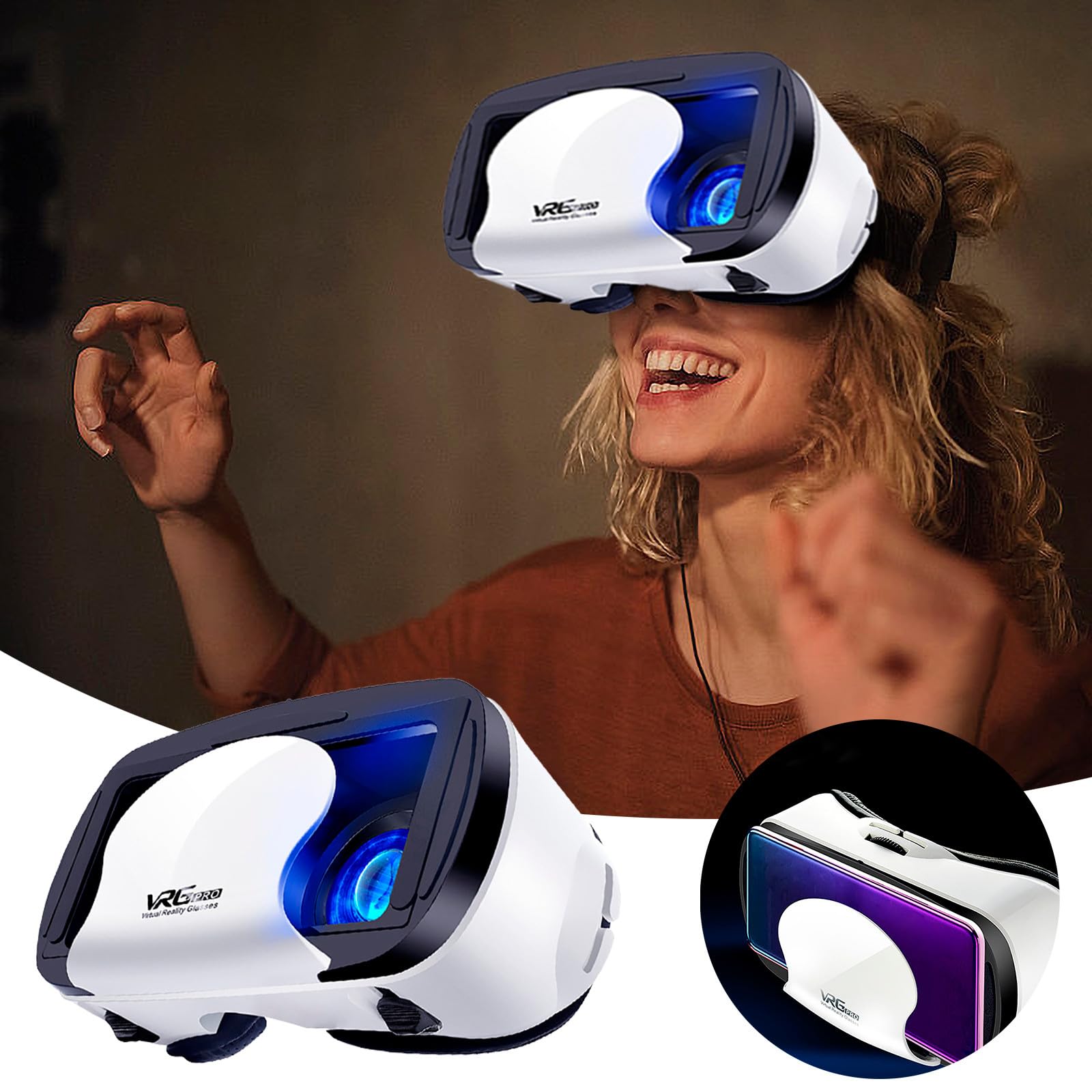 Upgraded VR Glasses for Smartphones - 3D Cinema Virtual Reality Headset with Blue Light Protection, Compatible with 5-7 Inch Mobile Phones - Perfect for Gaming, Movies & Immersive Entertainment