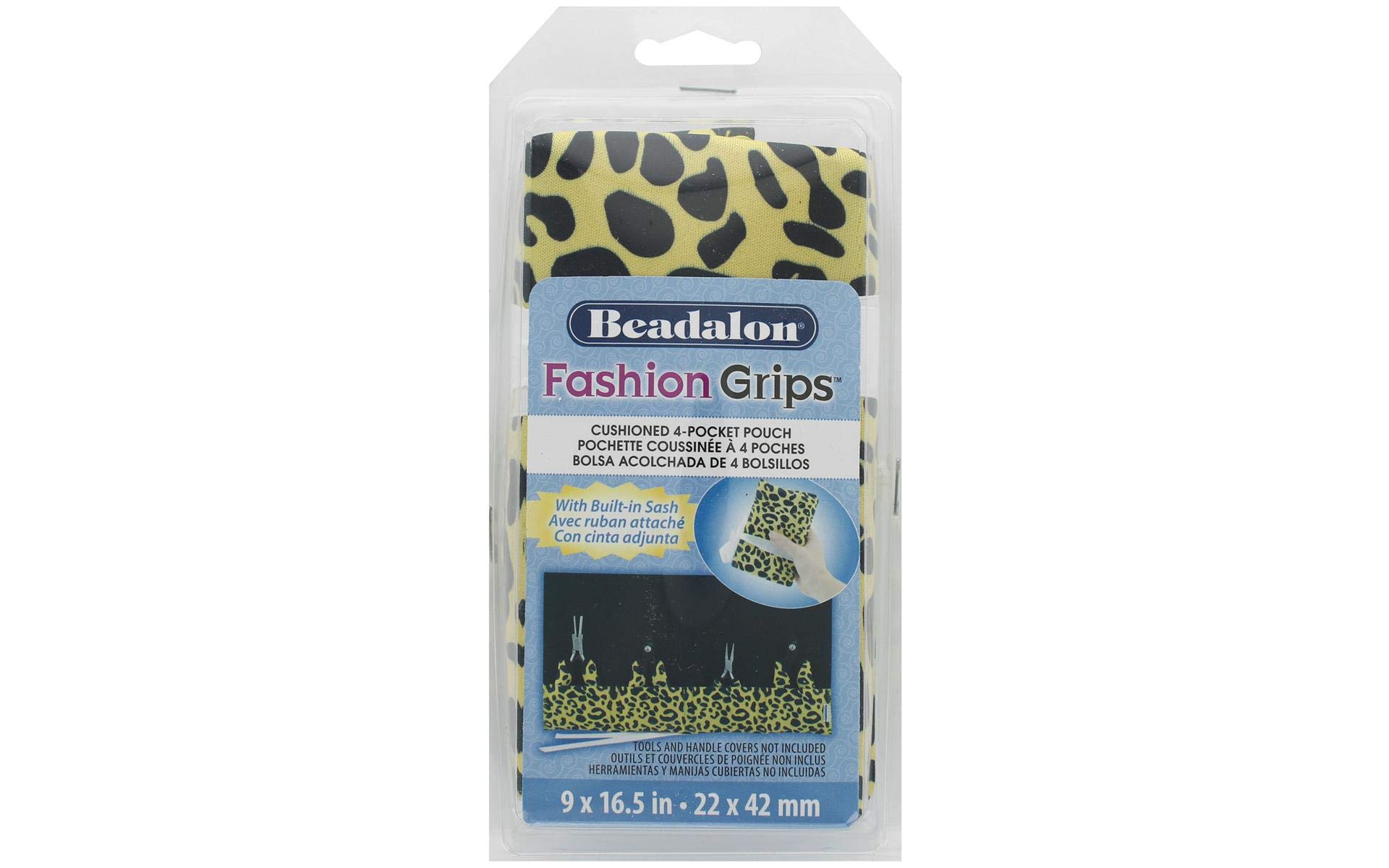 Beadalon Fashion Grips Tool Bag - Cheetah Print Organizer for Jewelry Making, Beading & Crafting Supplies - Perfect for DIY Projects & Travel Accessories