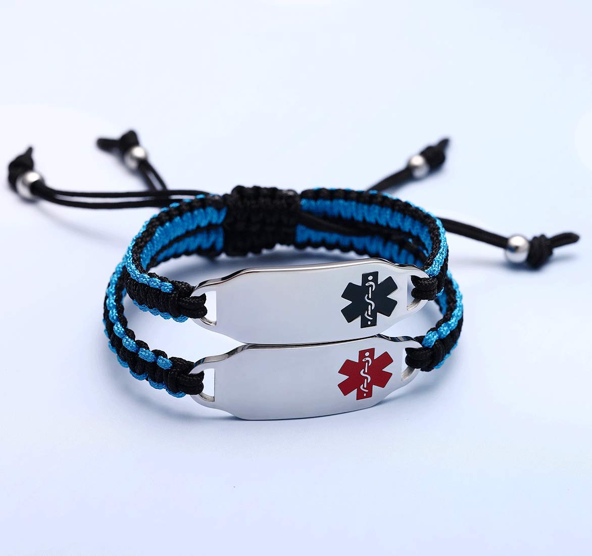 Custom Medical Alert Bracelets for Women - Free Engraving, Adjustable 6.5-8.5 Inches, Nylon Handmade Braided Rope ID Bracelet - Perfect for Allergies, Diabetes & Emergency Medical Identification