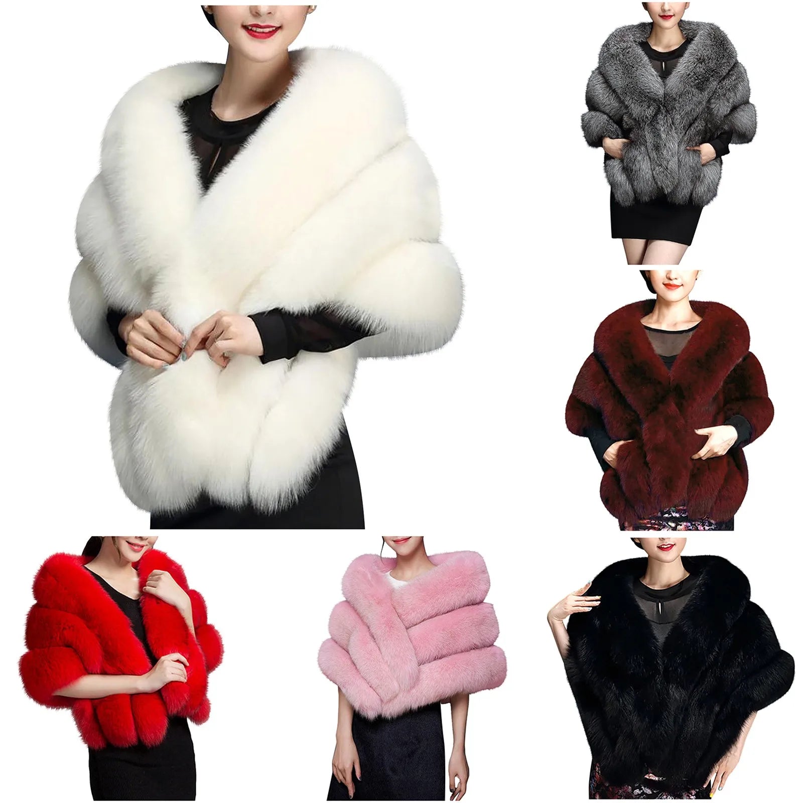 Luxury Faux Fur Shawl for Weddings - Soft Thick Bridal Wrap, Elegant Women's Formal Accessory for Parties, Evening Events & Winter Occasions