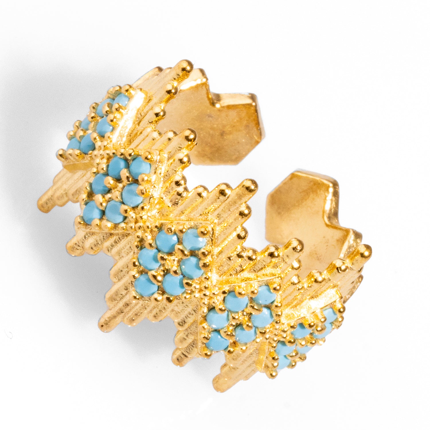Turquoise and Gold Adjustable Statement Ring for Women - Elegant Bohemian Jewelry for Parties, Weddings & Everyday Wear