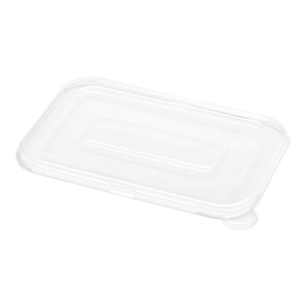 Pulp Tek 100 Disposable Plastic Flat Lids for 12 & 16 oz Bagasse Containers - Clear Built-In Tab Lids (Containers Sold Separately) | Perfect for Restaurants, Cafes & Takeout Food Service