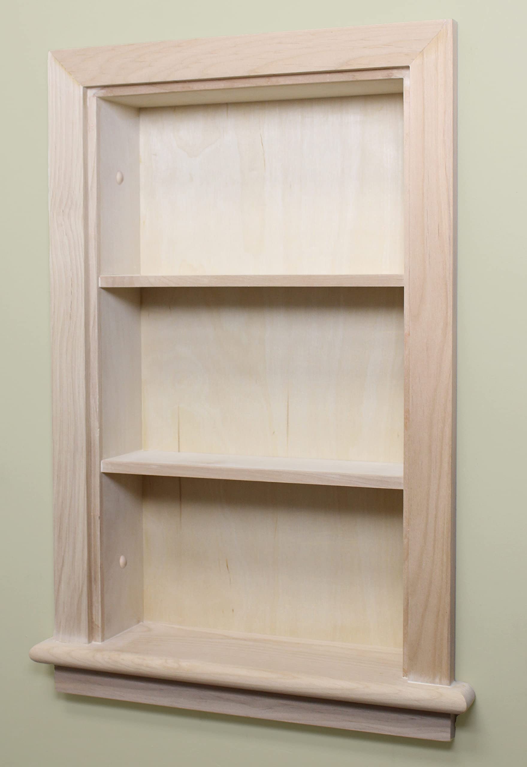 Fox Hollow Furnishings 14x24 Inch Recessed Wall Niche Medicine Cabinet - Solid Wood Bathroom Storage Shelf, Unfinished Wall Insert for Bathroom & Vanity Organization - Made in USA