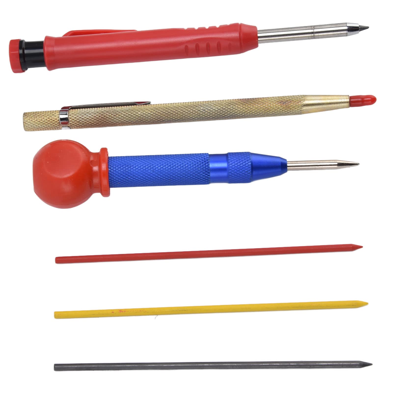 High Efficiency Marking Pen with Graphite Crayon Refills - Center Punch Pen for Woodworking, Carpentry & DIY Projects | Durable & Labor-Saving Tool for Precision Marking on Wood, Metal & Surfaces