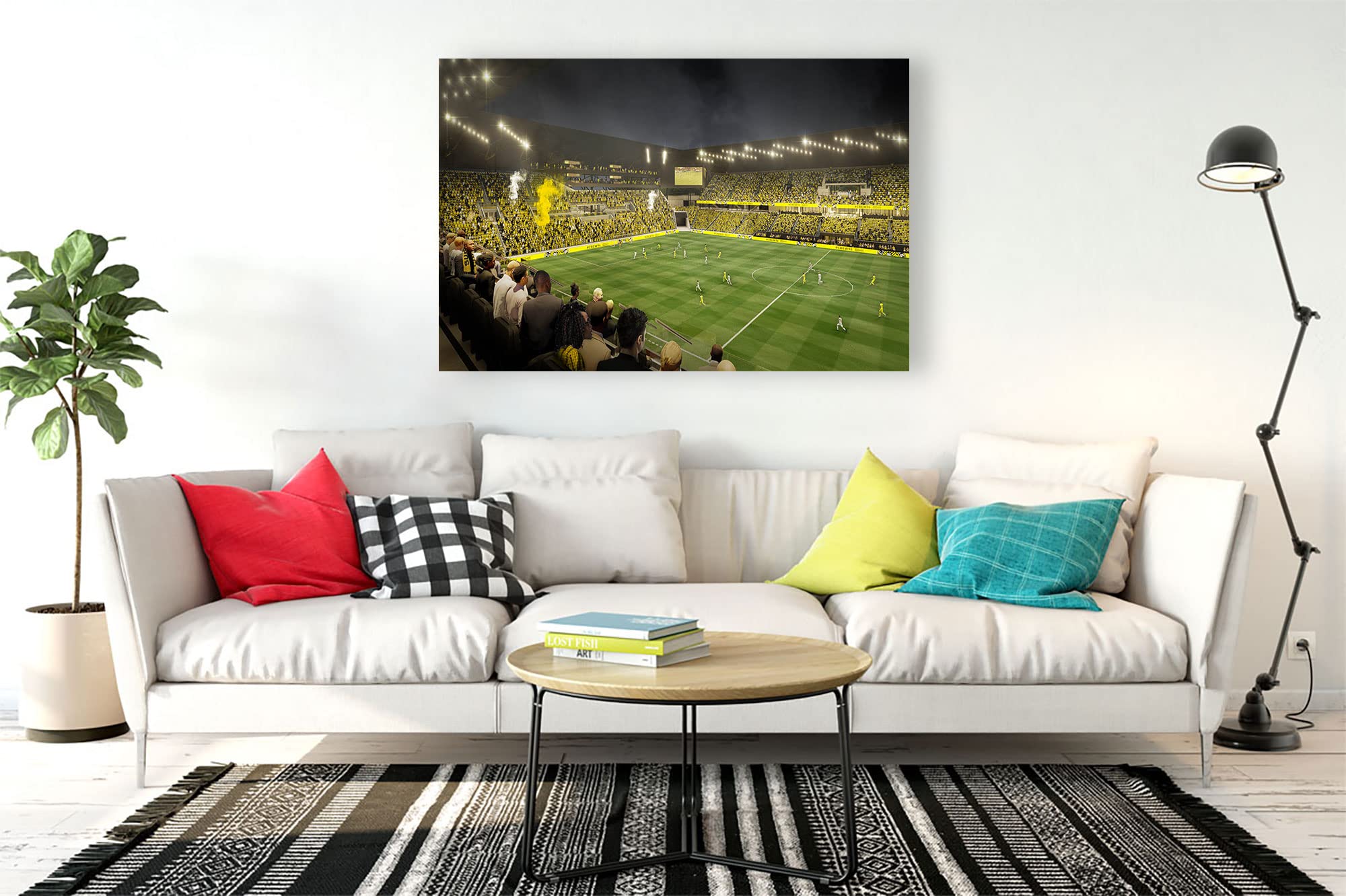 Columbus Crew Stadium Art Canvas - Lower.com Field Wall Decor for Living Room & Kitchen - Framed Ready to Hang 30x40 - Perfect for Sports Fans & Home Decoration