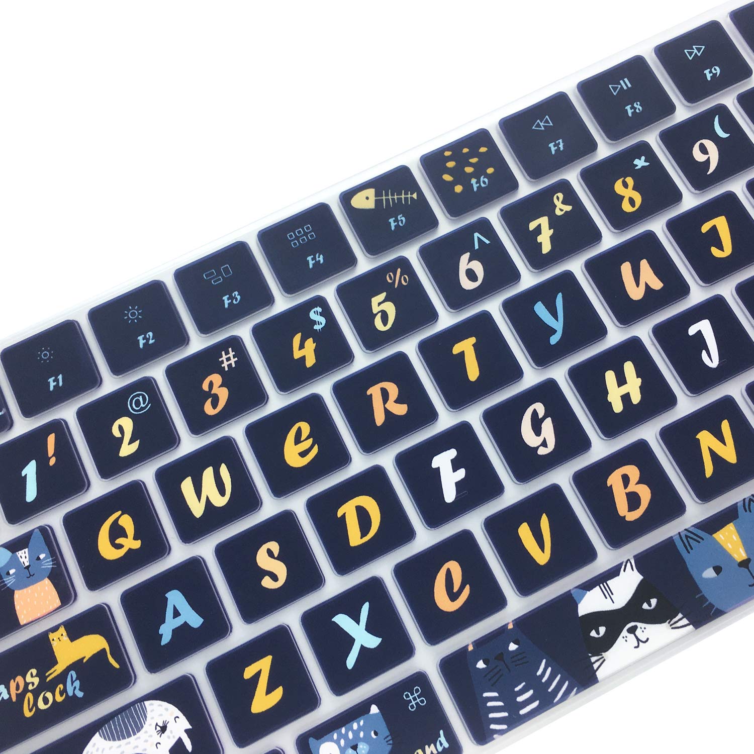 Silicone Keyboard Cover for Apple iMac Magic Keyboard - Cat Print Skin for MQ052LL/A (A1843) - Home & Office Use