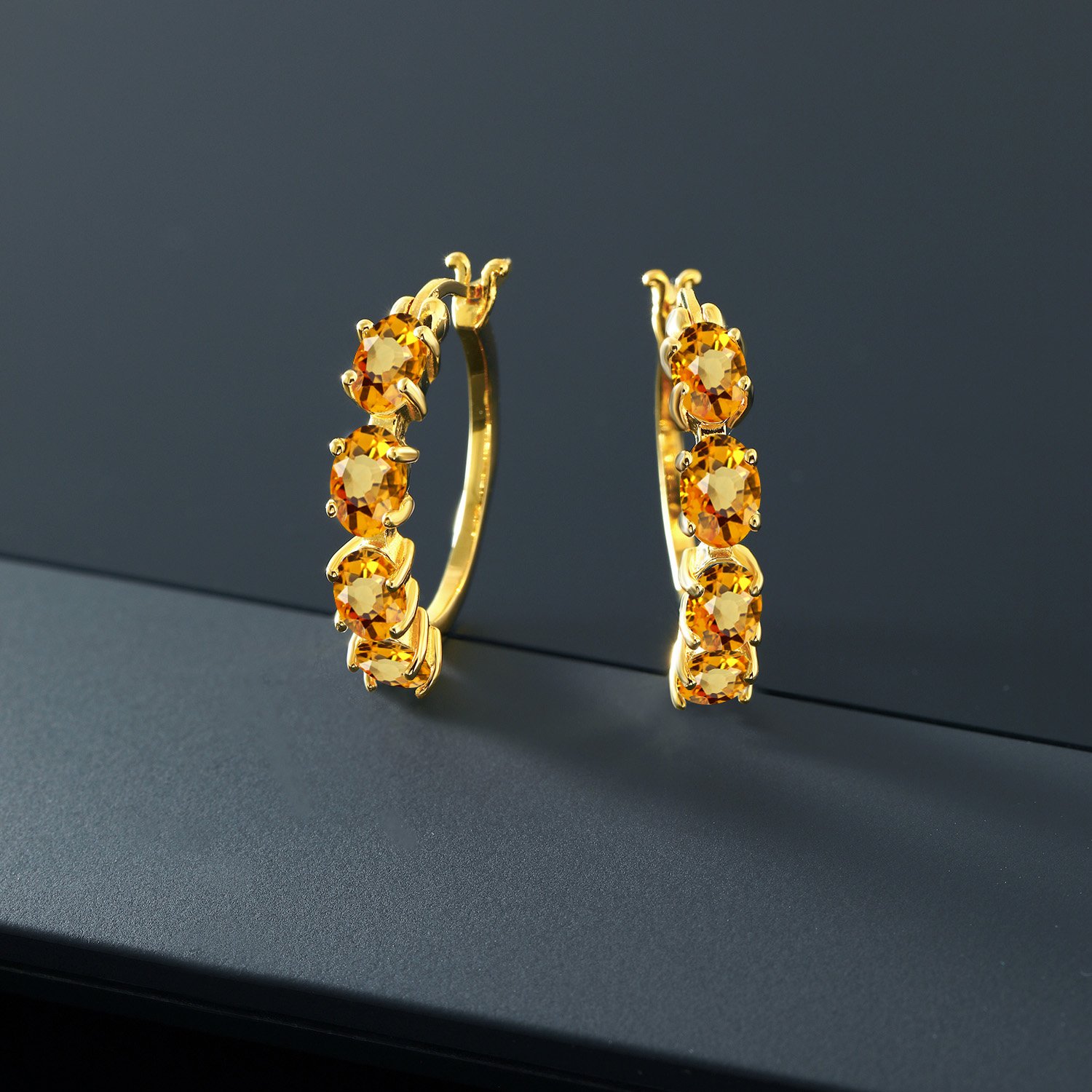 Gem Stone King 18K Gold Plated Silver Oval Birthstone Hoop Earrings for Women | 6x4mm Oval Gemstone | 22mm (0.85 Inch) Gold Hoop Earrings | Perfect for Birthdays, Anniversaries & Everyday Elegance